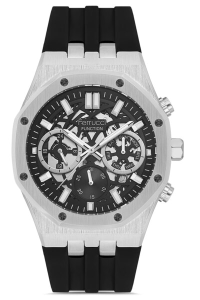 Ferrucci Men's Silicone Cord Sports Wristwatch Steel Case Stainless Steel Pre...