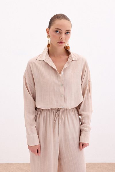 Sateen قميص كاجوال - بيج