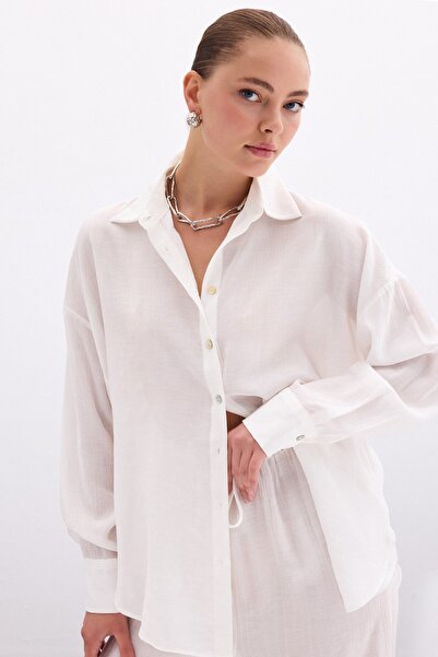 Sateen Casual Shirt - Ecru