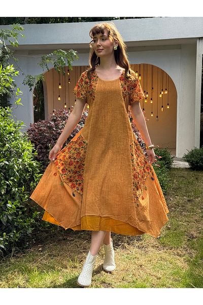Butik Esra Kandemir Summer Cotton Washed Fabric Lining Lined Lined Large Size Authentic Dress