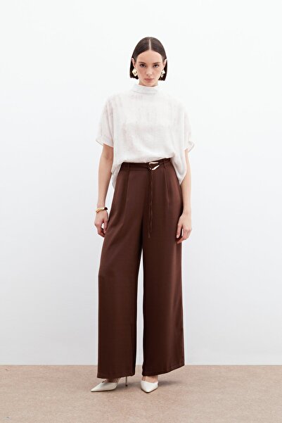 Sateen Desenli Salaş Bluz - Taş