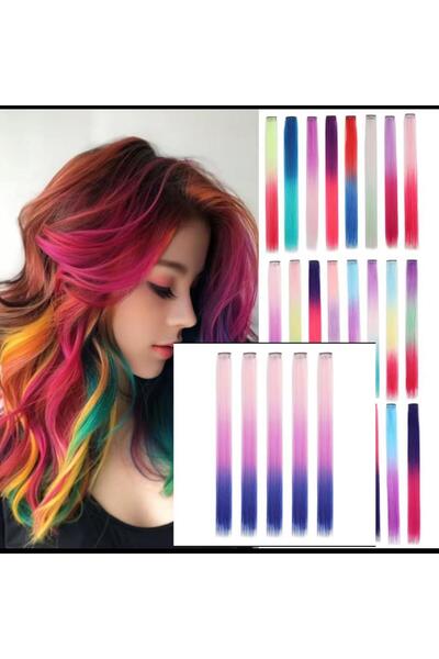 AresTokaAksesuar إكسسوار شعر مزين بمشبك ثلاثي الألوان على شكل شعر تينسل