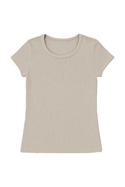 HNX Women's Ribbed Short Sleeve Cotton T-Shirt