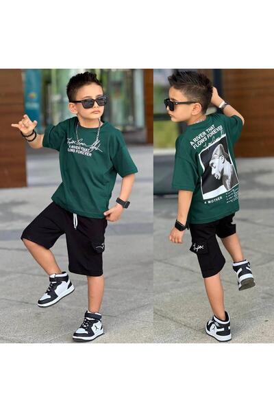 RAPAPA Boy's Short Sleeve Shorts Set Summer Suit Blouse+Shorts for 5-14 Years 11694Y