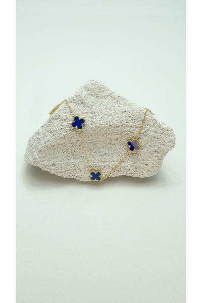 GUNESTAKI الصلب الأزرق الداكن فان كليف قلادة ذهبية