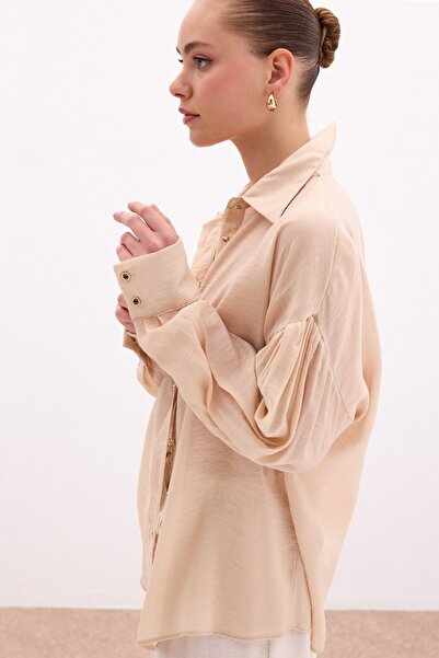 Sateen Тонка сорочка з ґудзиками - бежева