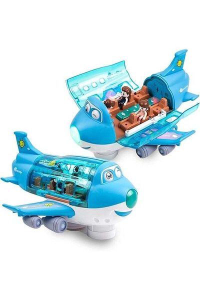 Toy Box Treasures Airplane Toys for Kids Bump and Go Action Toddler Toy Plane with LED Flashing Lights and Sounds for