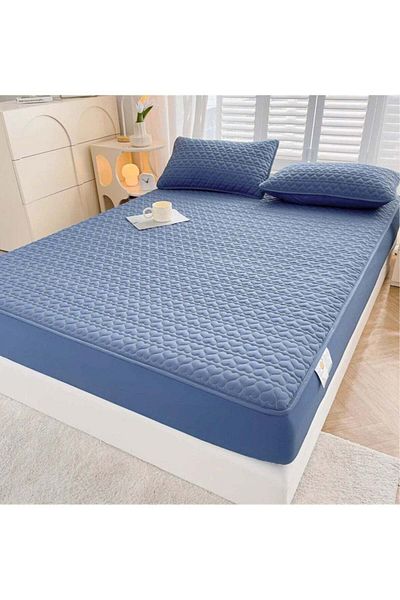 huitich Waterproof Fitted Bedding Topper Set 200 x 200 CM - Blue
