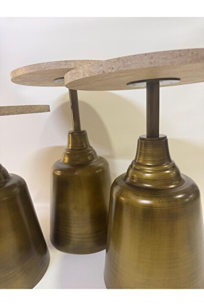 Nils Aksesuar Official Tesla Gold Eskitme 18mm Traverten 3'lü Yan Sehpa 47- 5...