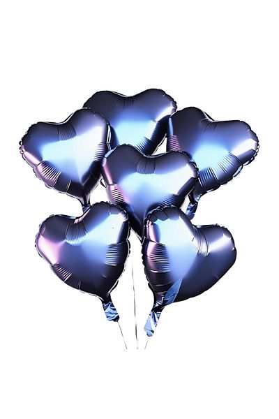 tedaks 5 Pieces 18 Inch 45 cm Heart Foil Balloon Navy Blue
