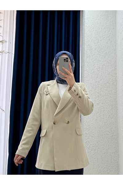 MİHRA STORE Yelista Jacket with Filotal Collar-Bn8615 Stone