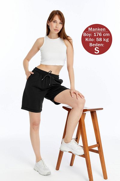 OXVİN Pantaloni scurți oversize pentru femei, cu textura moale, cu picioare pliate în amestec modal