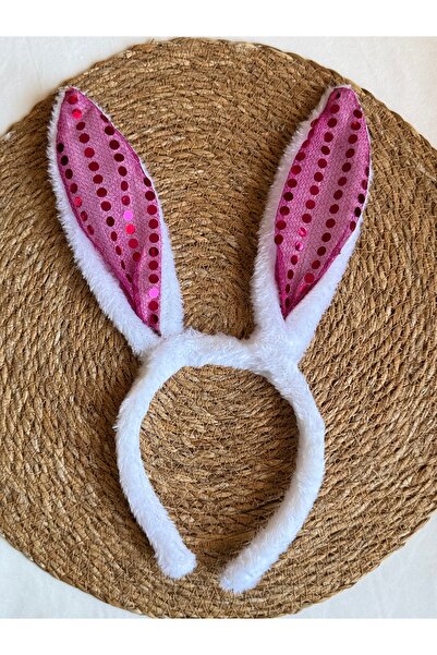 vikivin bebe تاج أطفال من القطيفة على شكل أذن أرنب مزين بالترتر باللون الوردي...