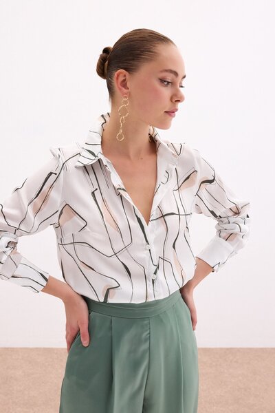 Sateen Сорочка з розрізом - хакі