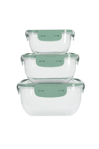 Excellent Houseware Set de 3 caserole Alberta, plastic, turcoaz, 500, 900, 1500 ml