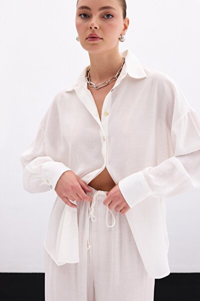 Sateen Casual Shirt - Ecru