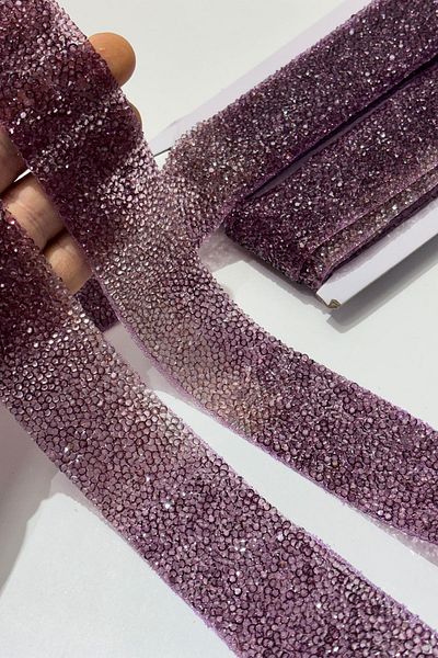 Limelia Plum Iron-On Adhesive Strip Stone Beads 4 cm