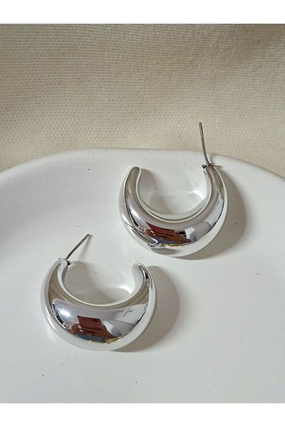 mos&more Silver Half Moon Very Light Stylish Women's Earrings