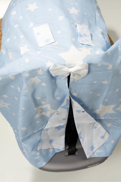 agugu غطاء عربة أطفال من القطن بنمط نجمة باللون الأزرق