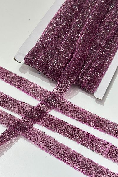 Limelia Plum Iron-On Adhesive Strip Stone Beads1.5 cm