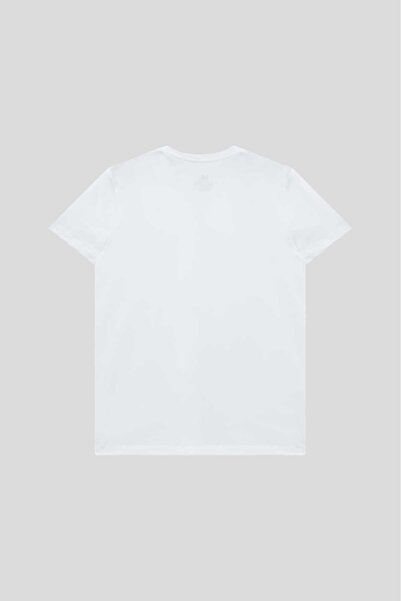 GOSH Erkek Beyaz Renk %100 Pamuk Bisiklet Yaka Standart Fit Normal Kesim T-shirt