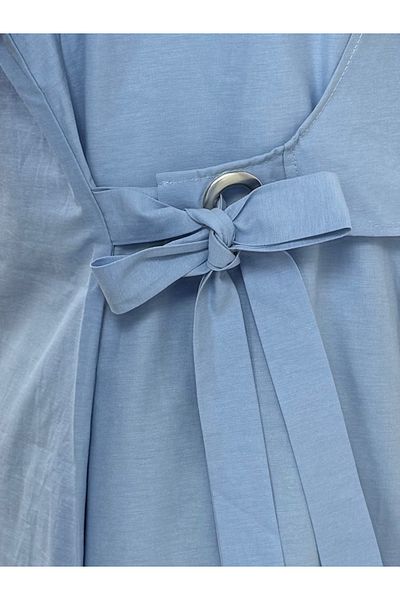 MİHRA STORE Gülşen Side Tie Bird's Eye Detailed Shirt-Chi454 Blue
