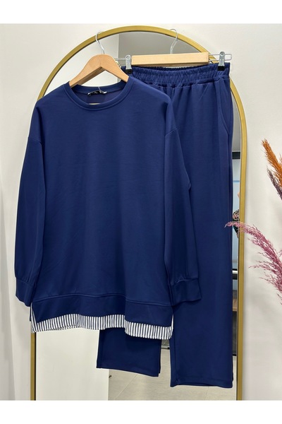 MİHRA STORE Σετ παντελόνι με ρίγες κάτω από τον κύρσο-MF1741 Μπλε