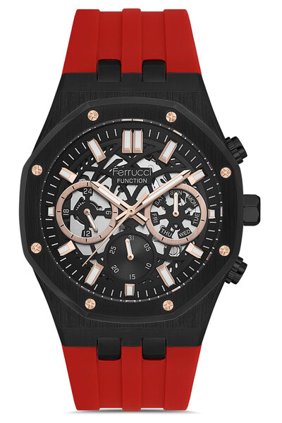 Ferrucci Men's Silicone Cord Sports Wristwatch Steel Case Stainless Steel Pre...