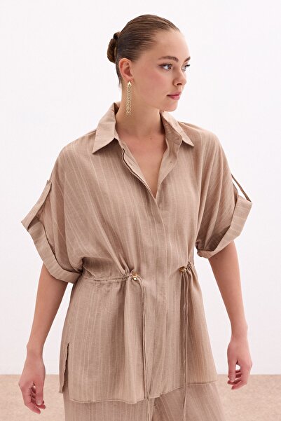 Sateen Сорочка з підтягнутим поясом - Camel