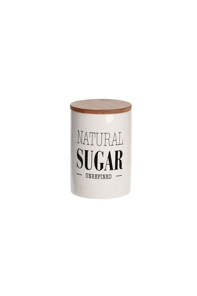 Excellent Houseware Niort sugar container, ceramic, bamboo lid, 10 x 14 cm, 800 ml