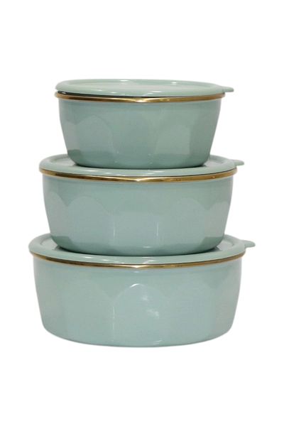 PR HOME Cornered Enamel Triple Storage Set Mint Green
