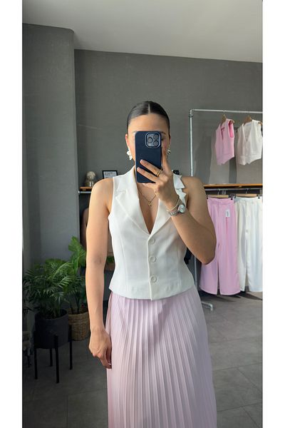 YOUR NAME White Women's Vest with Waist Seat Detail