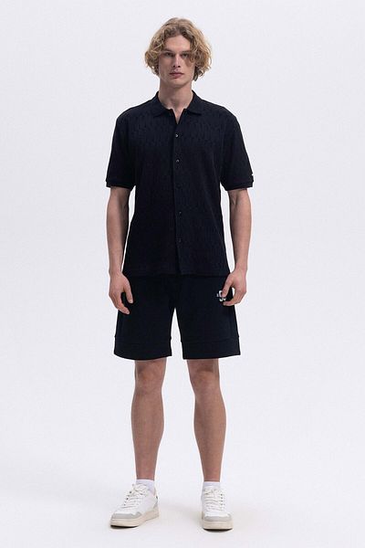 Ellesse Ανδρικό μαύρο κοντομάνικο πουκάμισο EM490-BK
