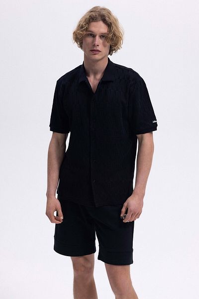 Ellesse Ανδρικό μαύρο κοντομάνικο πουκάμισο EM490-BK