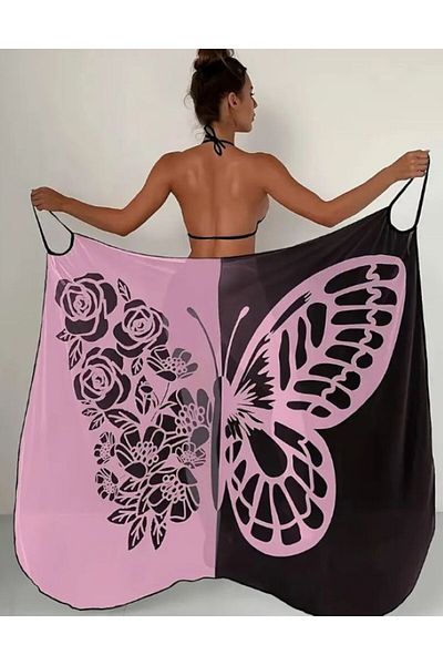 Dgt Luxury Bohemian Butterfly Patterned, Breathable, Practical Beach Dress, Pareo