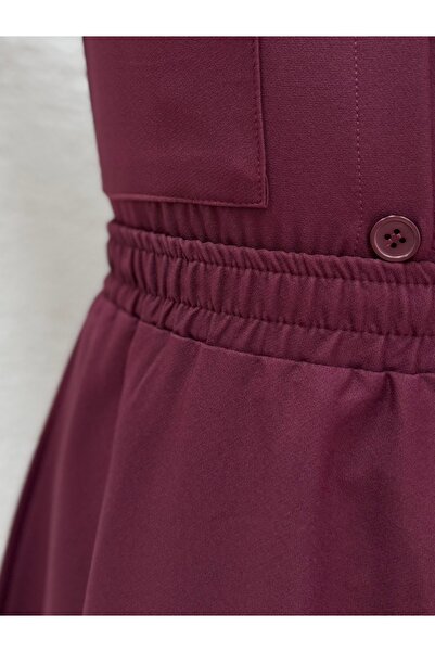 MİHRA STORE Ecrin Double Pocket Skirt Suit-As033 Claret Red