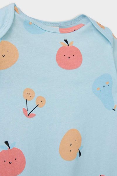 DeFacto Baby Girl Newborn Fruit Pattern Combed Cotton Short Sleeve Jumpsuit E5977A525Hs