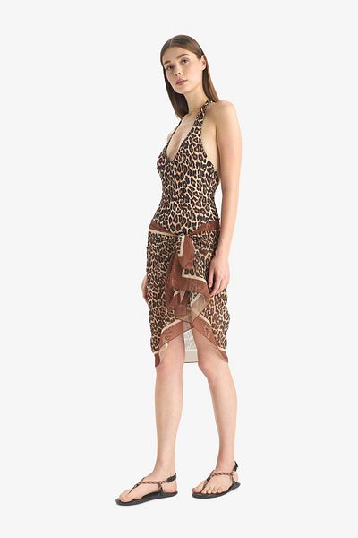 DeFacto Regular Fit Leopard Print Chiffon Pareo-Fall in Love E8218AX25HS