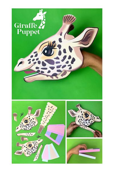 Probest DESIGN Giraffe Hand Puppet, Mentossori Cut Paste Art Puppet Hand Skill