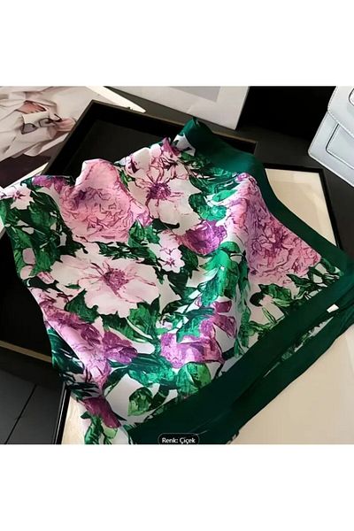 Dgt Luxury Vibrant Colorat, Motiv Floral De Sărbătorire, Rezistent la Vânt, Imprimat pe două fețe, șal, eșarfă, eșarfă 70x70