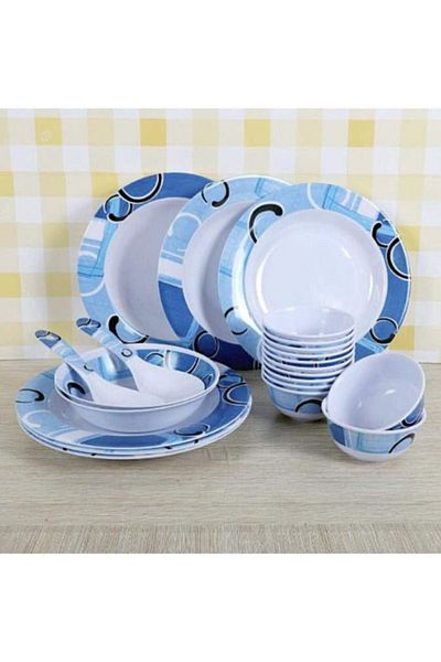 Royal Market 22-Piece Blue & White Melamine Dinnerware Set – Durable & Stylish Dining