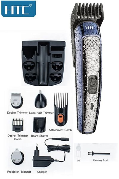 HTC 8 in 1 Waterproof Professional Rechargeable Cordless Hair Clipper Ear&Nose Hair Trimmer