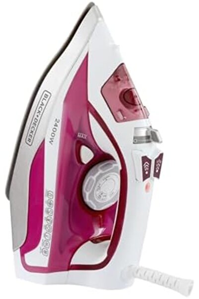 Blackdekor Black & Decker Steam Iron 2400W Ceramic Soleplate White & Purple 380ml X2400-B5