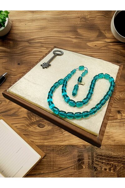 Anemore Collection سبحة من حجر العقيق الناري بقطع كبسولي بلون الفيروز، صناعة ...