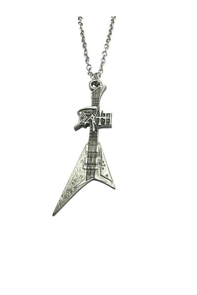Herşey Nota Death Electric Guitar Figured Rock Metal Band Necklace – Unisex - Zamak Plated Chain 60 cm