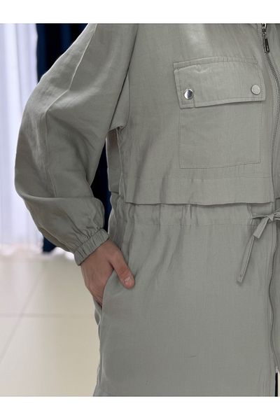 MİHRA STORE Sorita Waist Tunnel Double Pocket Zippered Tesla Tunic-El1940 Gray