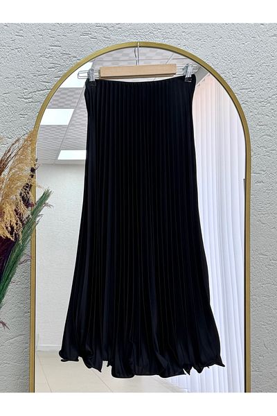 MİHRA STORE Berna Six Ruffled Pleated Skirt-Bn8639 Black