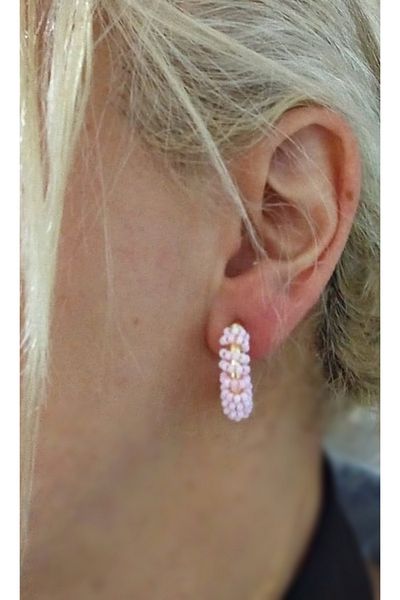 mos&more Pink Beaded Hoop Women's Earrings 1 Pair