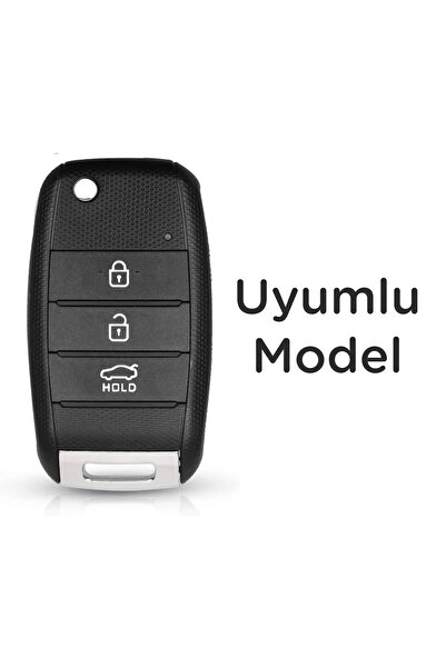Mavi Keys Husă din silicon cu 3 butoane compatibilă cu Kia Ceed, Rio, Cerato, Stonic, Sportage Sorento Picanto Bongo, neagră