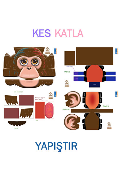 Probest DESIGN Monkey Hand Puppet, Mentossori Cut Paste Art Puppet Hand Skill